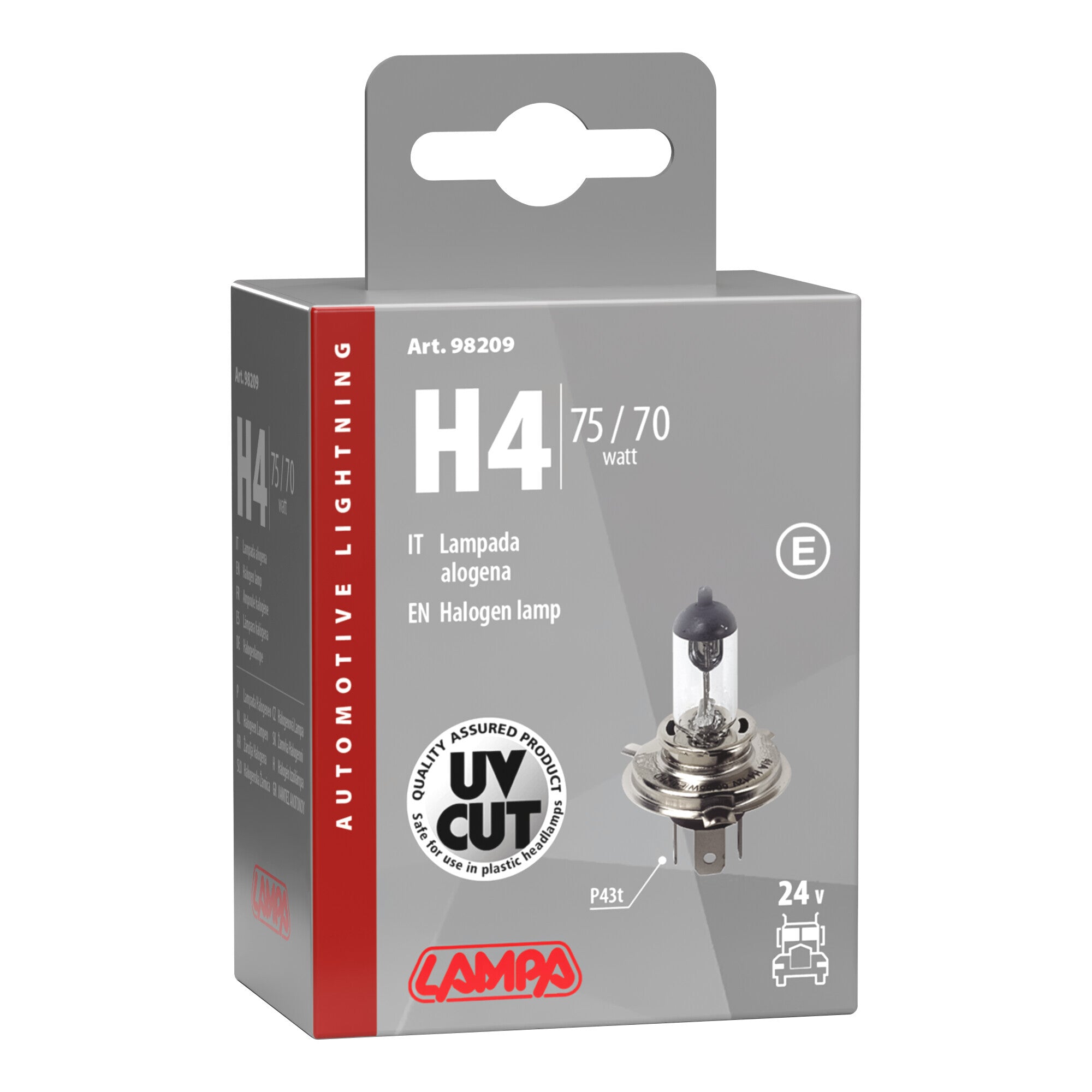 24V Lampada alogena - H4 - 75/70W - P43t - 1 pz - Scatola