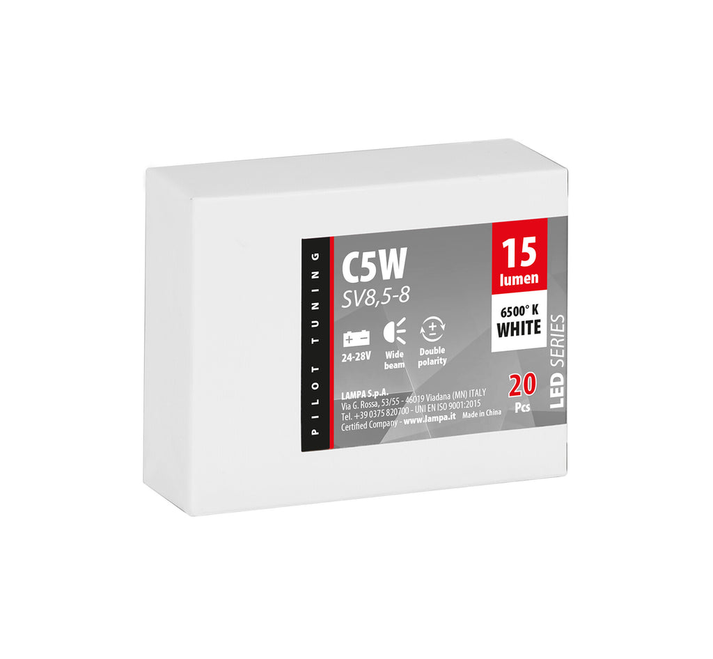 24V Led Series - 3 SMD x 3 chips - (C5W) - 10x36 mm - SV8,5-8 - 20 pz - Scatola - Bianco - Doppia polarità