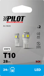 24V Hyper-Led 15 - 5 SMD x 3 chips - (T10) - W2,1x9,5d - 2 pz - Scatola - Bianco - Doppia polarità