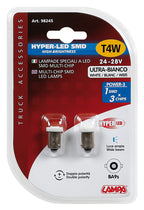24V Led Series - 1 SMD x 3 chips - (T4W) - BA9s - 2 pz - D/Blister - Bianco - Doppia polarità