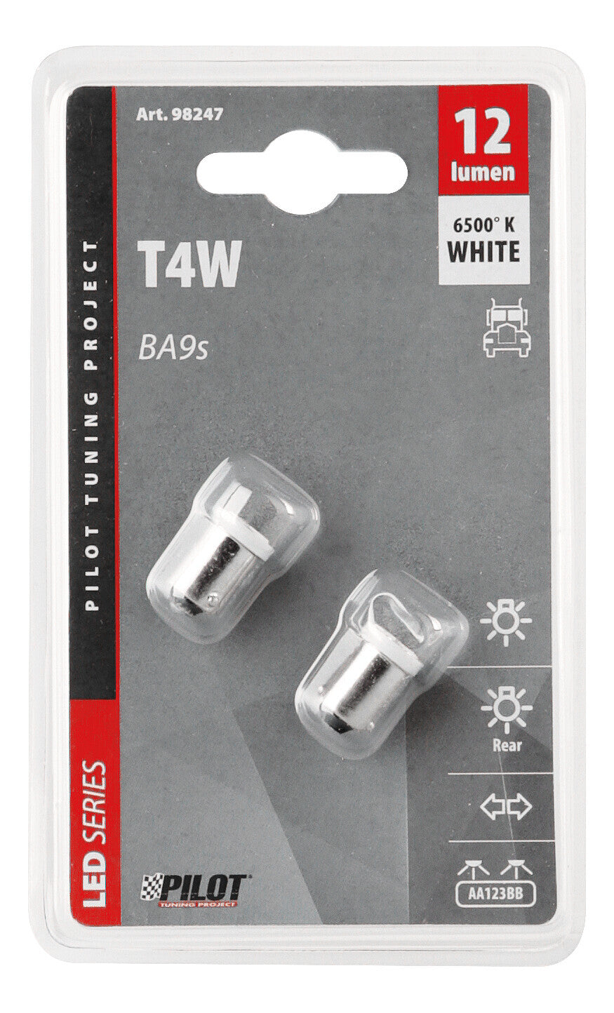 24V Led Series - 4 SMD x 1 chips - (T4W) - BA9s - 2 pz - D/Blister - Bianco - Doppia polarità