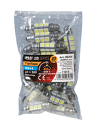 24V Led Series - 12 SMD x 3 chips - 11x41 mm - SV8,5-8 - 20 pz - Busta - Bianco - Doppia polarità