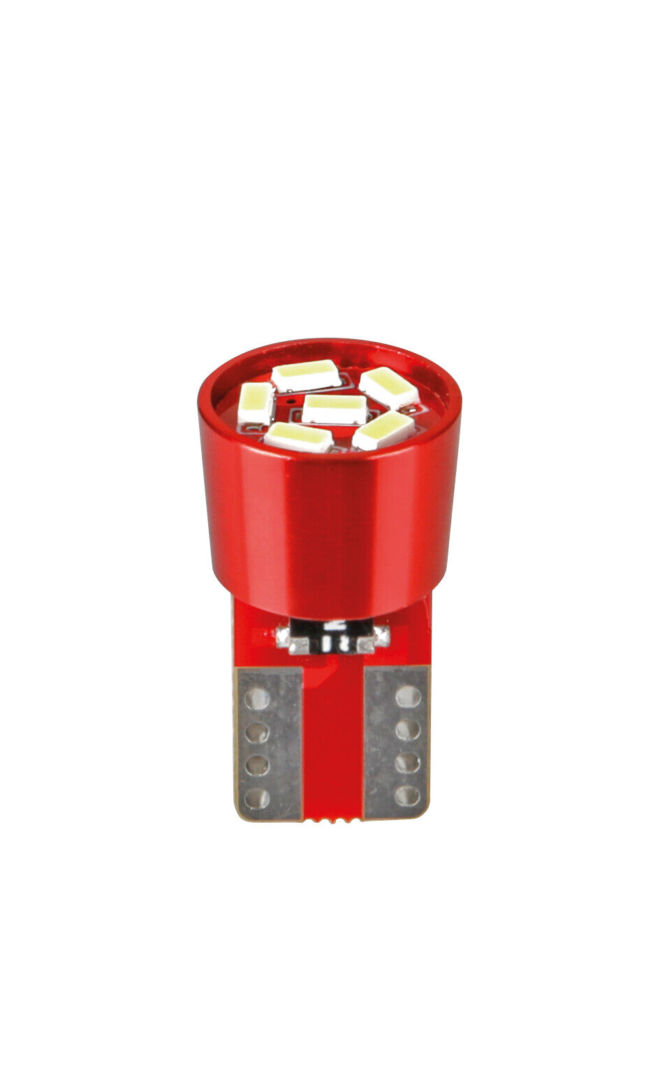24V Led series - 6 Led SMD - (T10) - W2,1x9,5d - 2 pz - Scatola - Rosso - Doppia polarità - Resistenza incorporata