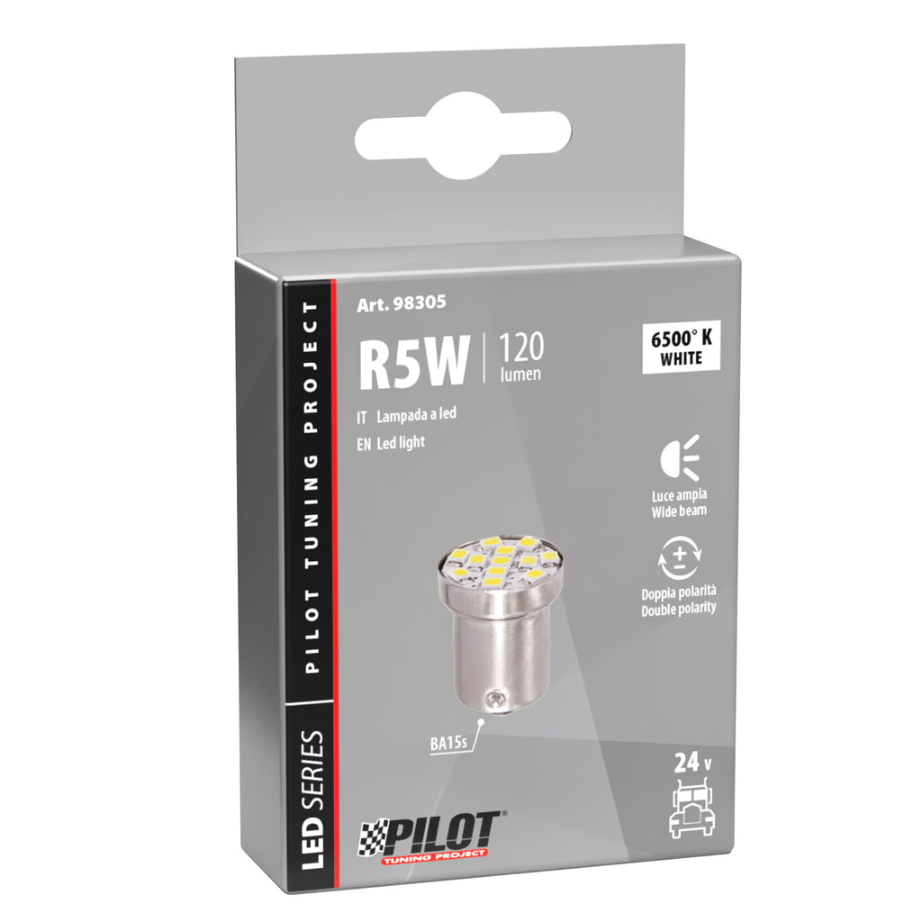 24V Led Series - 12 Smd x 1 chip - (R5W-R10W) - BA15s - 1 pz - Scatola - Bianco - Doppia polarità