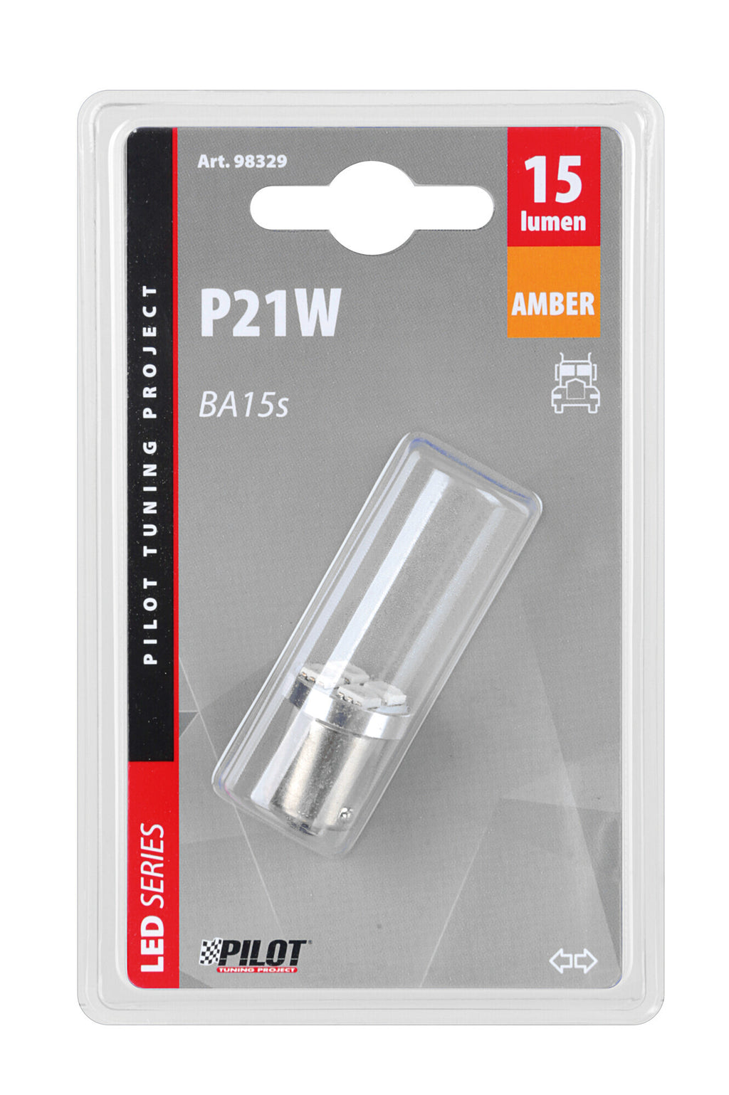 24V Led Series - 4 SMD x 3 chips - (P21W) - BA15s - 1 pz - D/Blister - Arancio - Doppia polarità