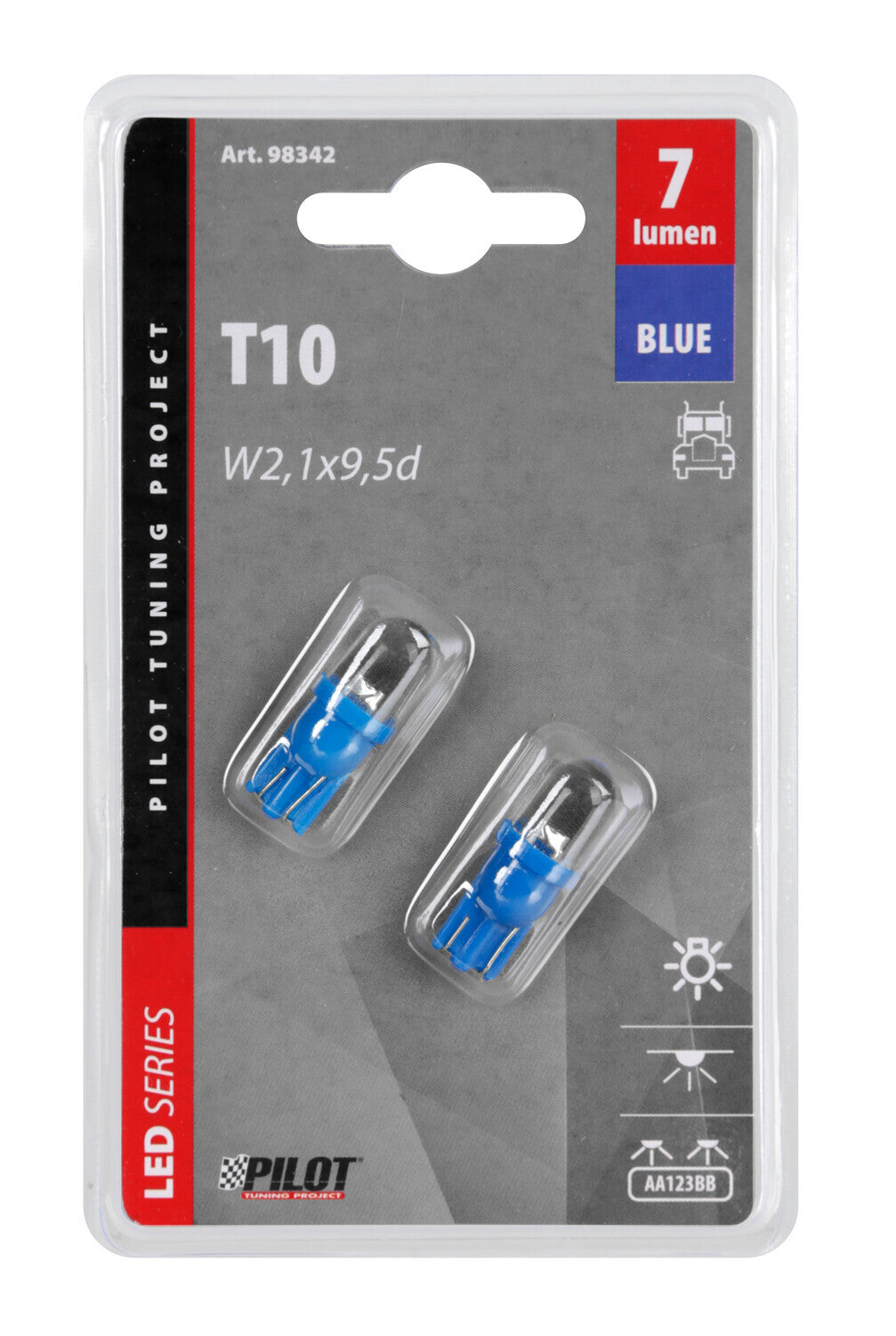 24V Micro lampada 1 Led - (T10) - W2,1x9,5d - 2 pz - D/Blister - Blu