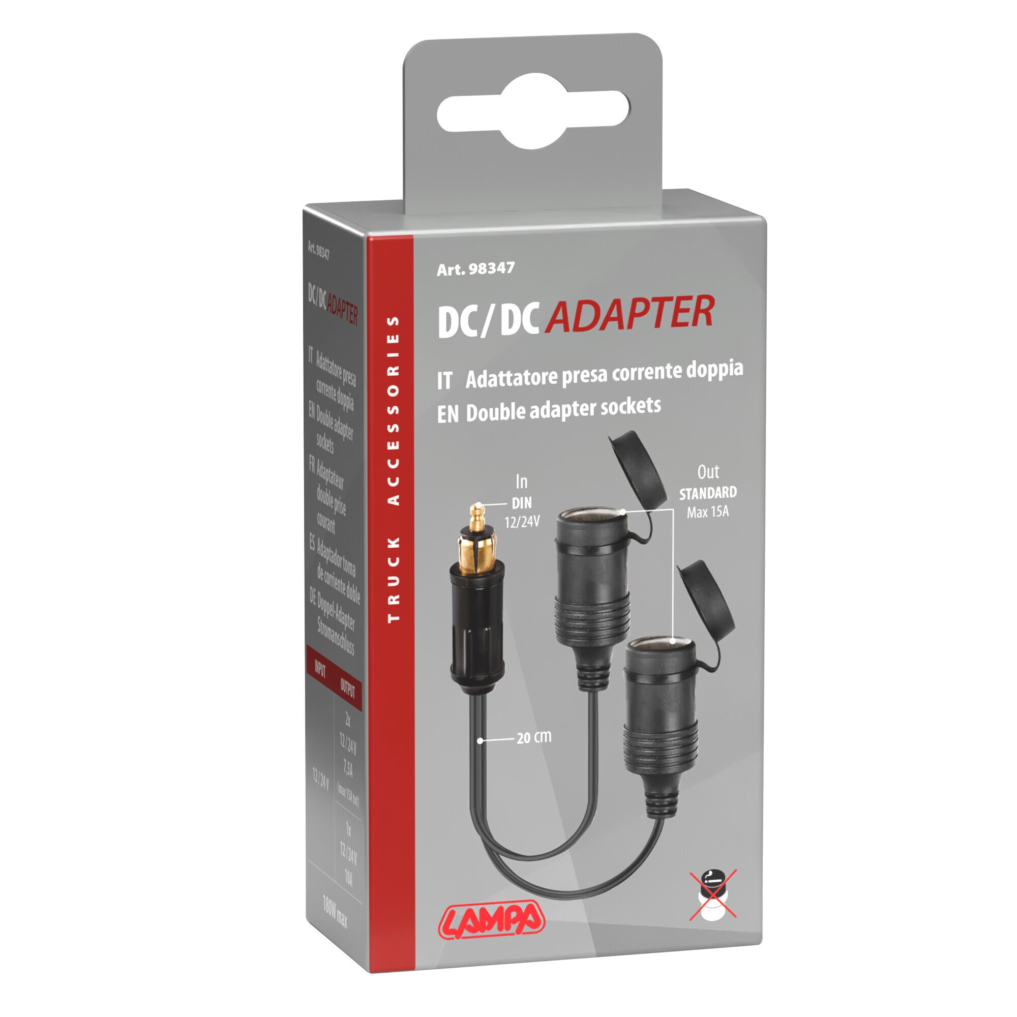 AD-2, Adattatore presa corrente doppia, 12/24V