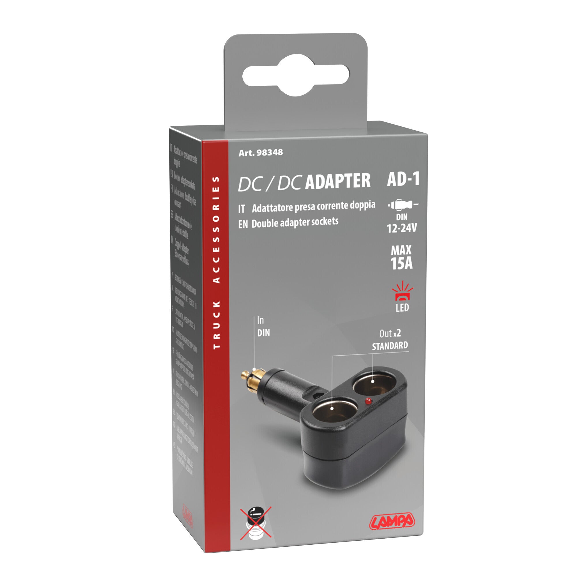 AD-1, Adattatore presa corrente doppia, 12/24V