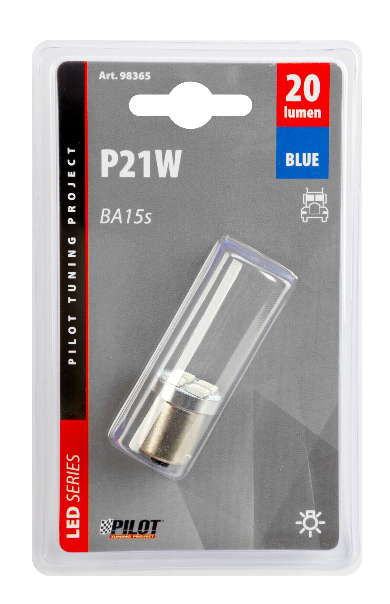 24V Led Series - 4 SMD x 3 chips - (P21W) - BA15s - 1 pz - D/Blister - Blu - Doppia polarità