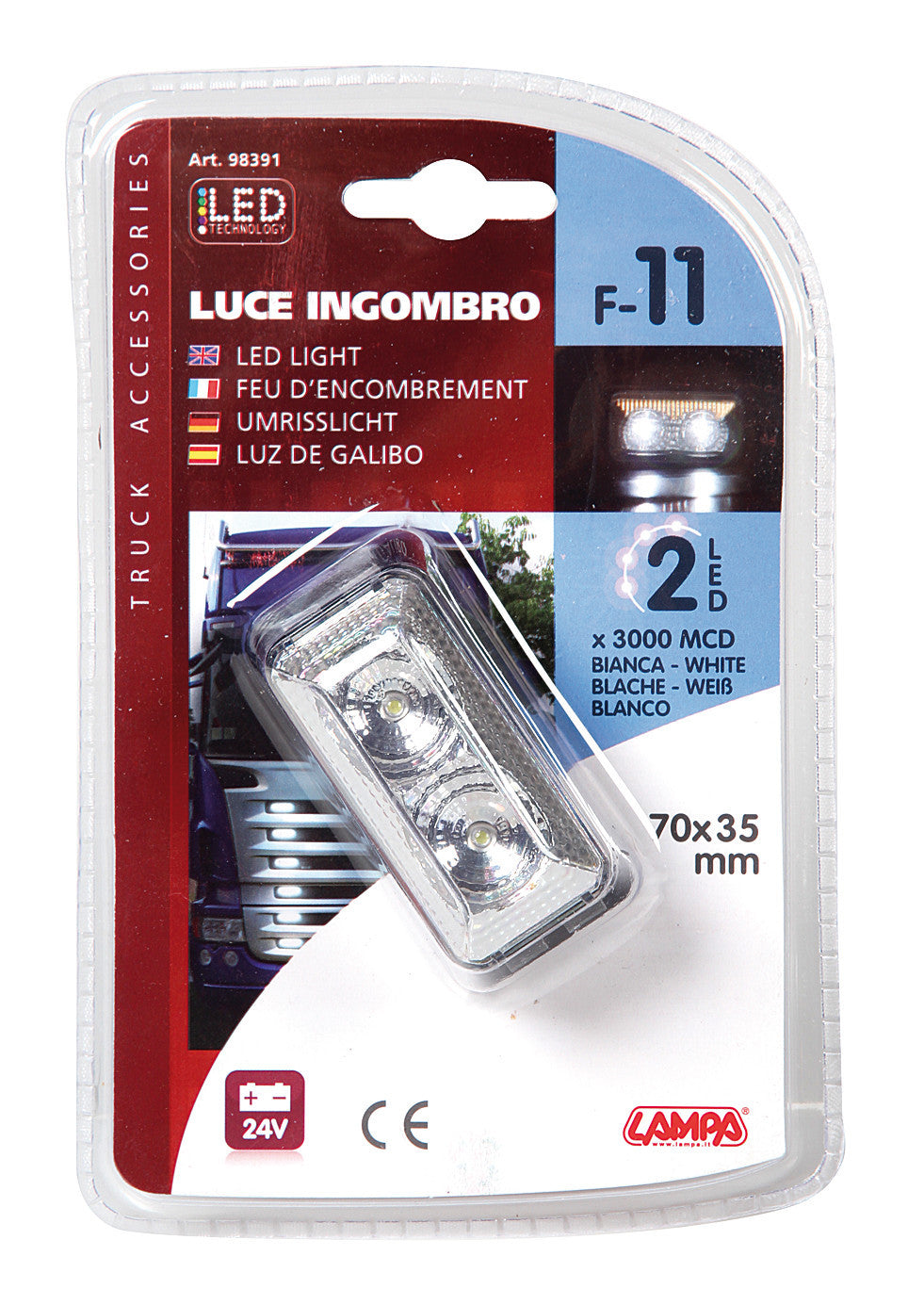 Luce decorativa - 2 Led - 24V - Bianco