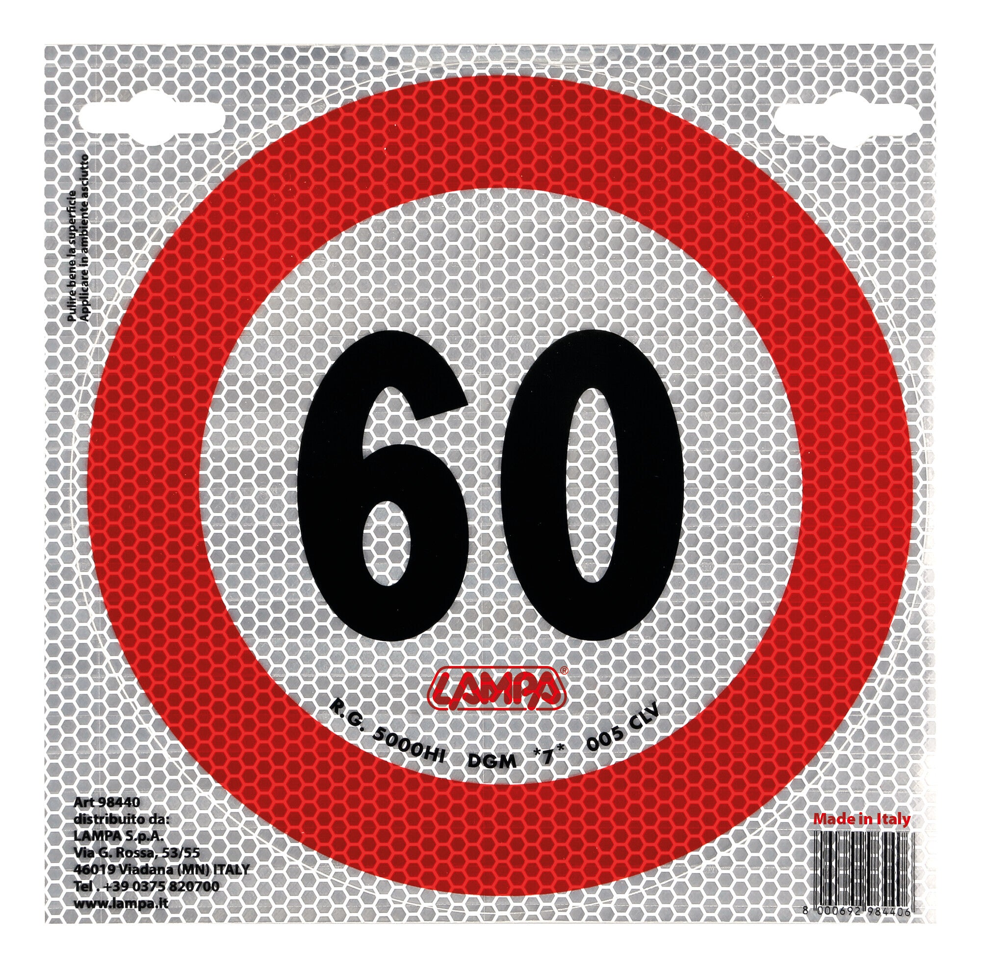 Contrassegno limite velocità - 60 Km/h