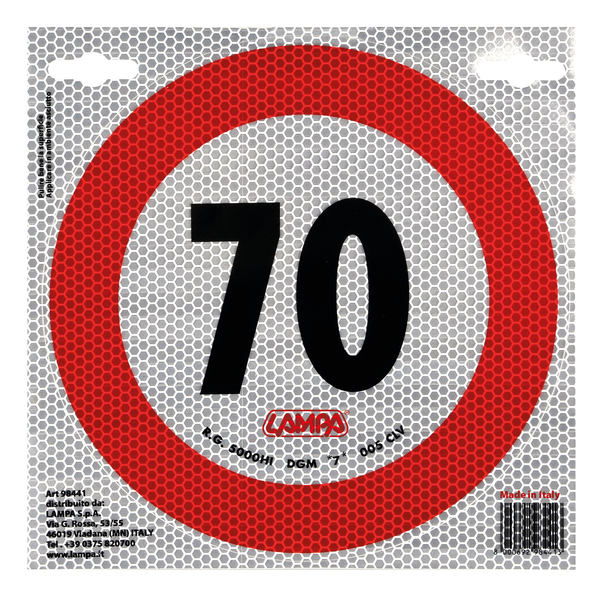 Contrassegno limite velocità - 70 Km/h