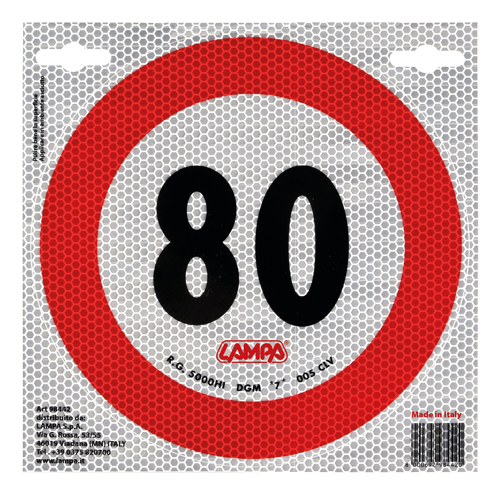 Contrassegno limite velocità - 80 Km/h