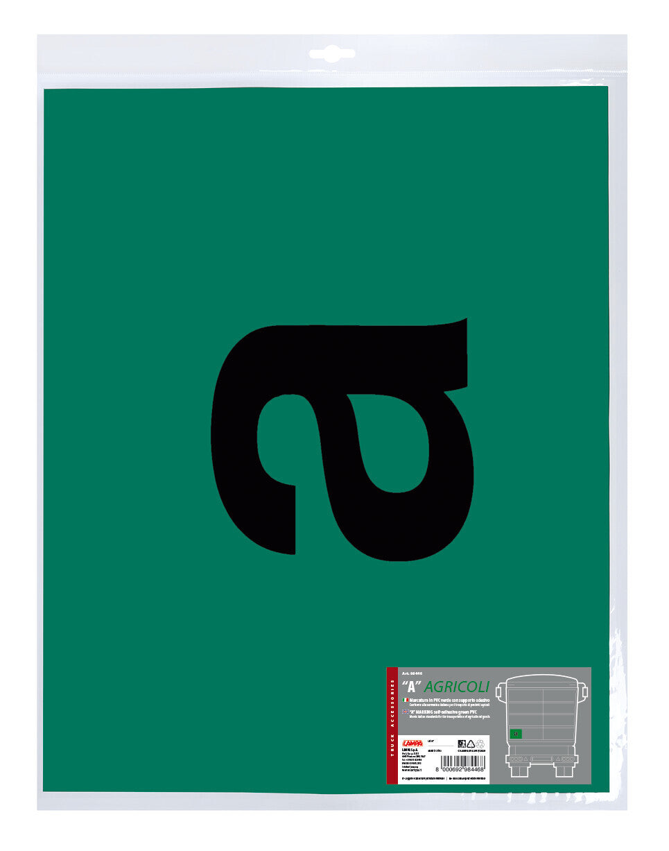 Marcatura in pvc verde con supporto adesivo - A