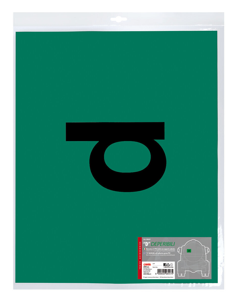 Marcatura in pvc verde con supporto adesivo - D