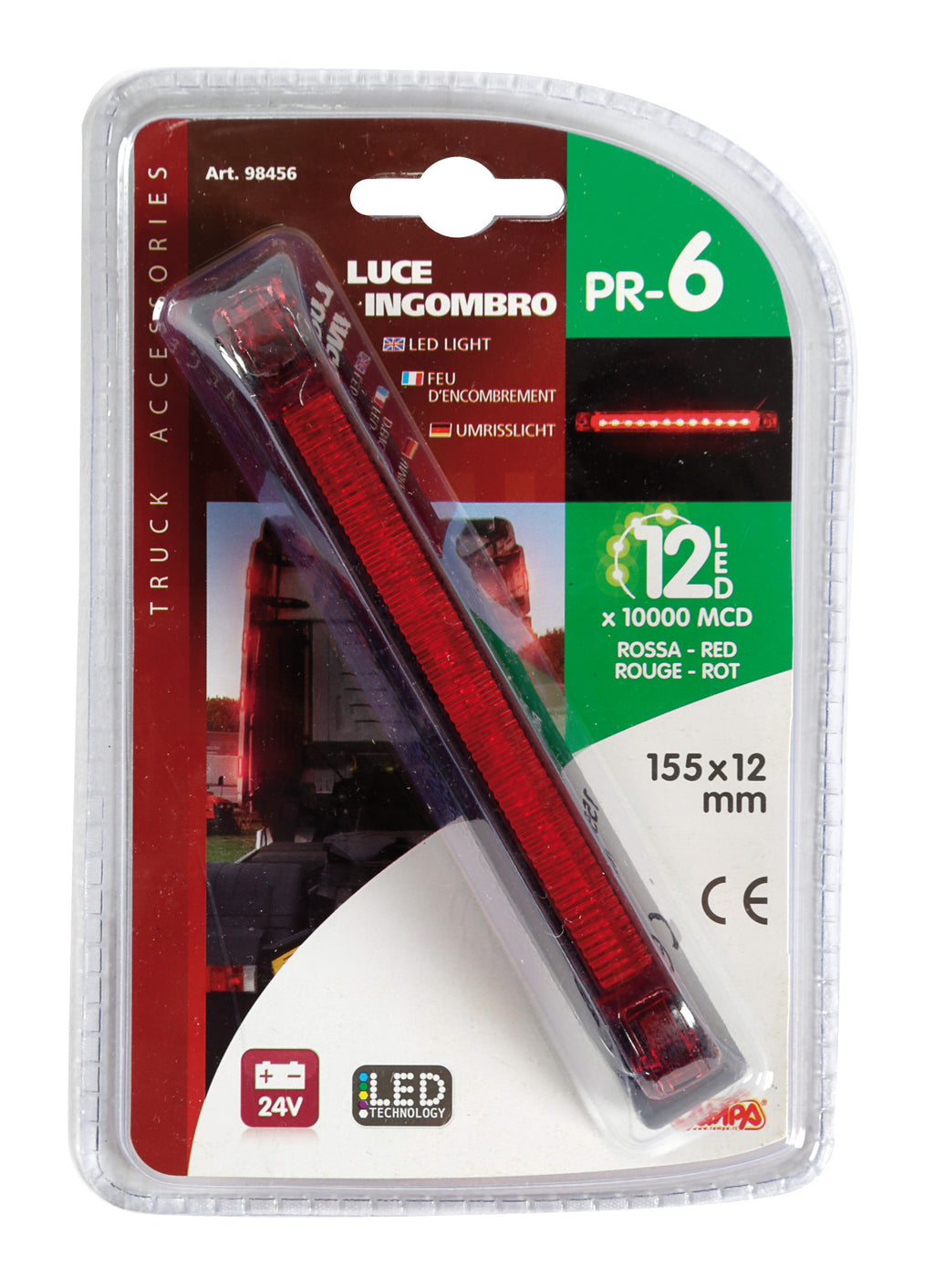 Luce decorativa - 12 Led - 24V - Rosso