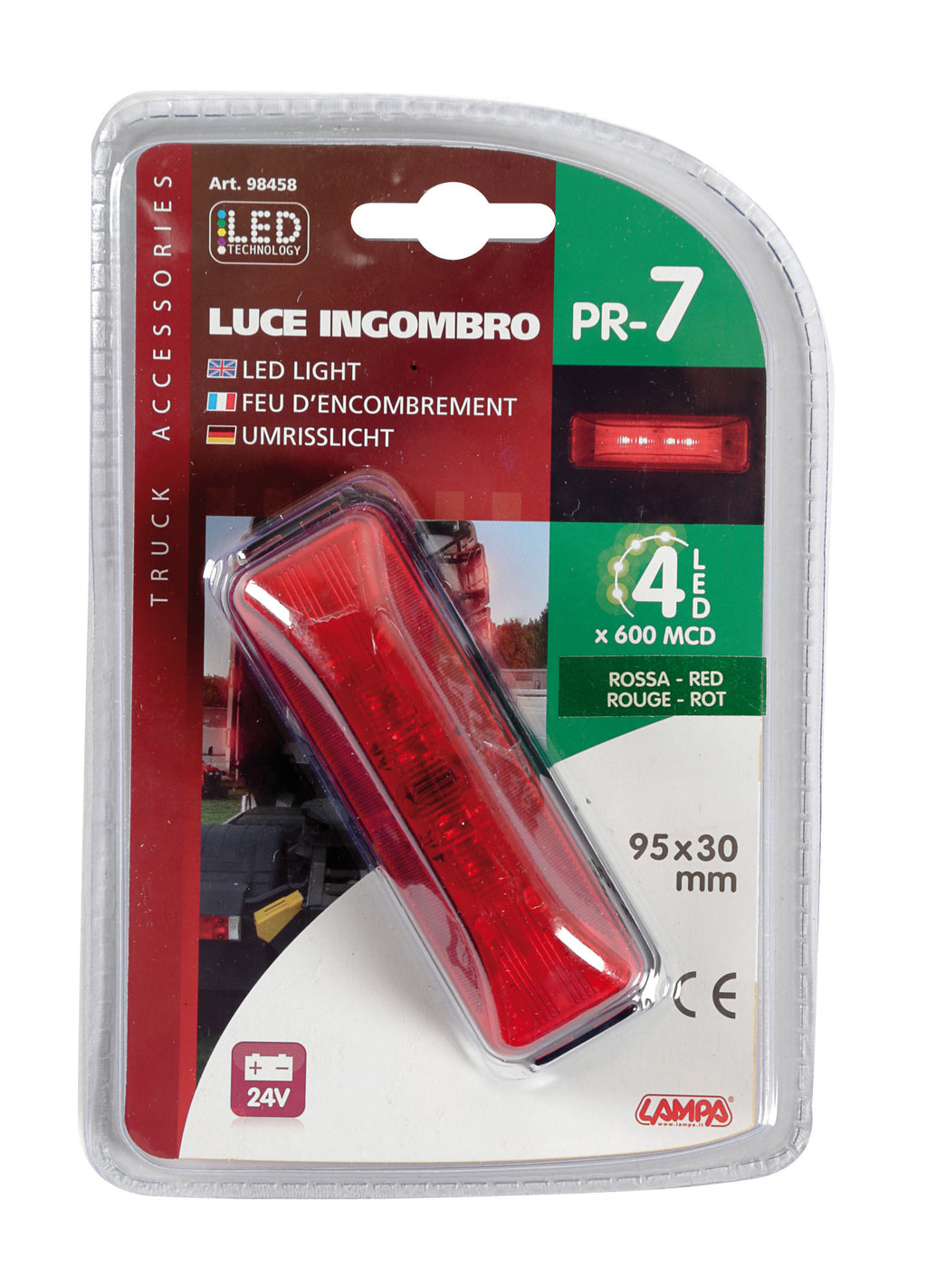 Luce decorativa - 4 Led - 24V - Rosso