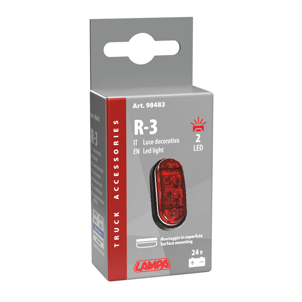 Luce decorativa - 2 Led - 24V - Rosso