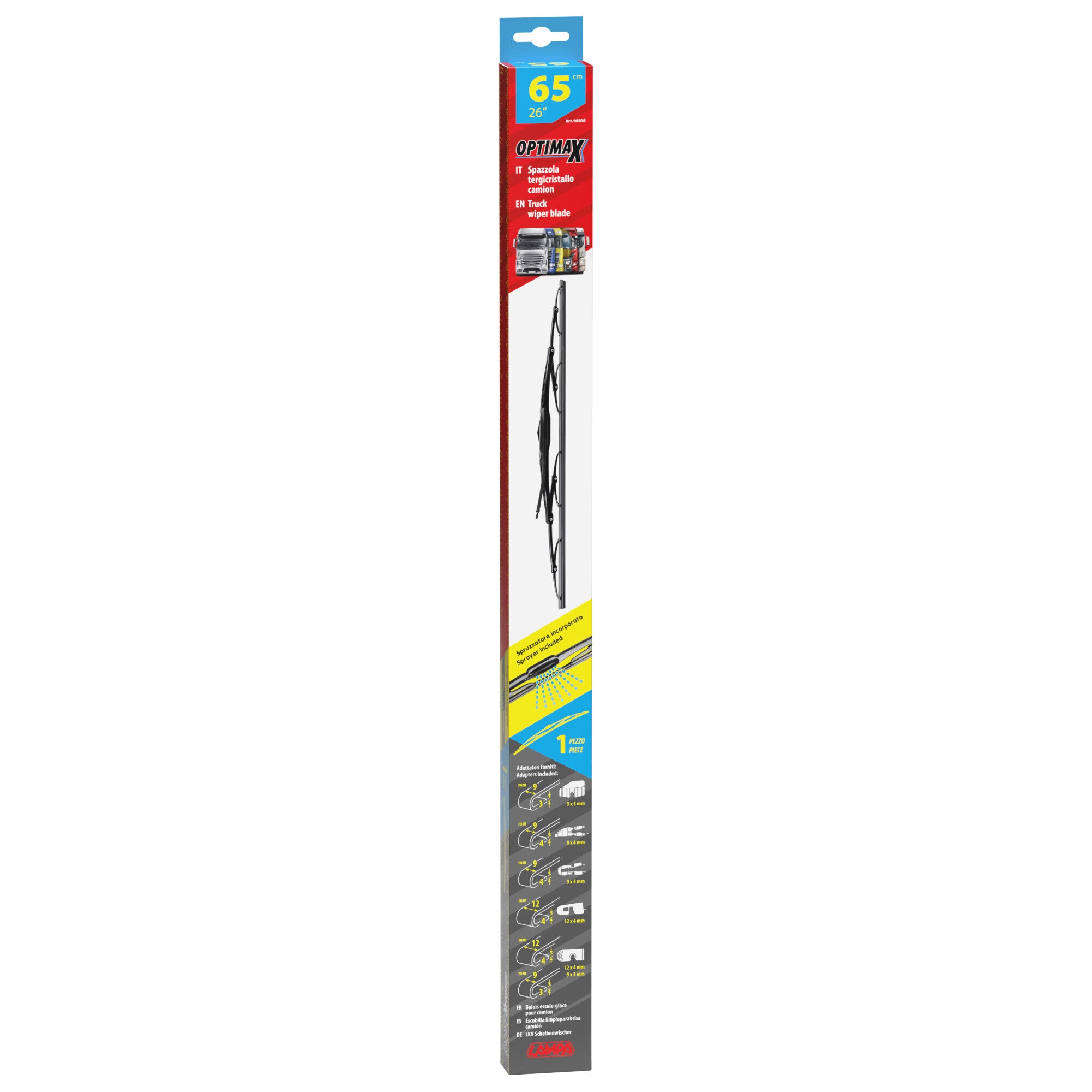 Optimax, spazzola tergicristallo per camion e furgoni - 65 cm (26") - Con spruzzatori - 1 pz