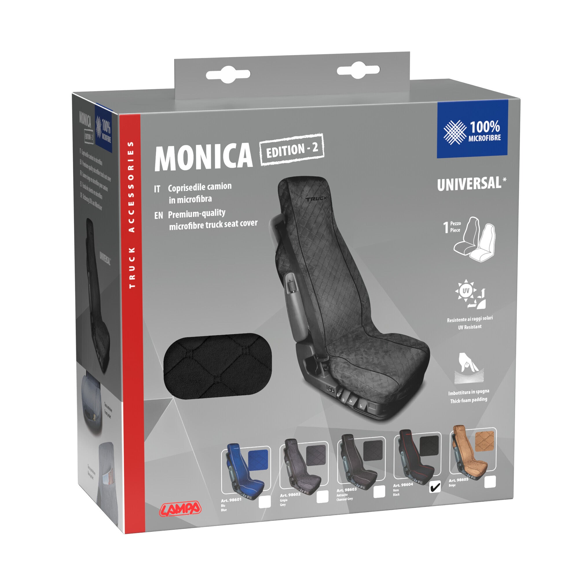 Monica, coprisedile in microfibra per camion - Nero