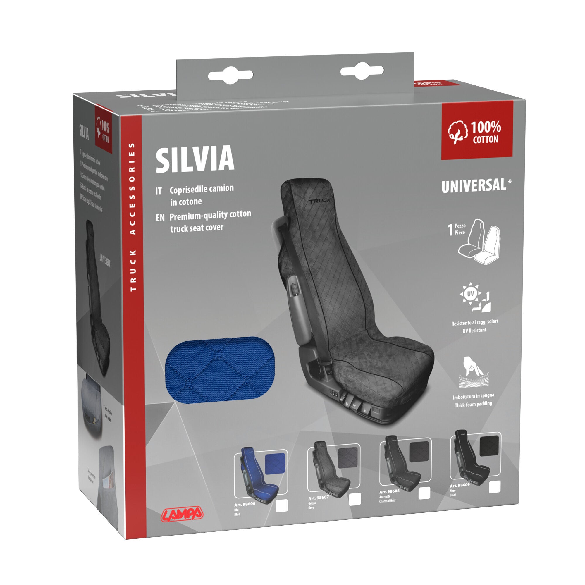 Silvia, coprisedile in cotone per camion - Blu