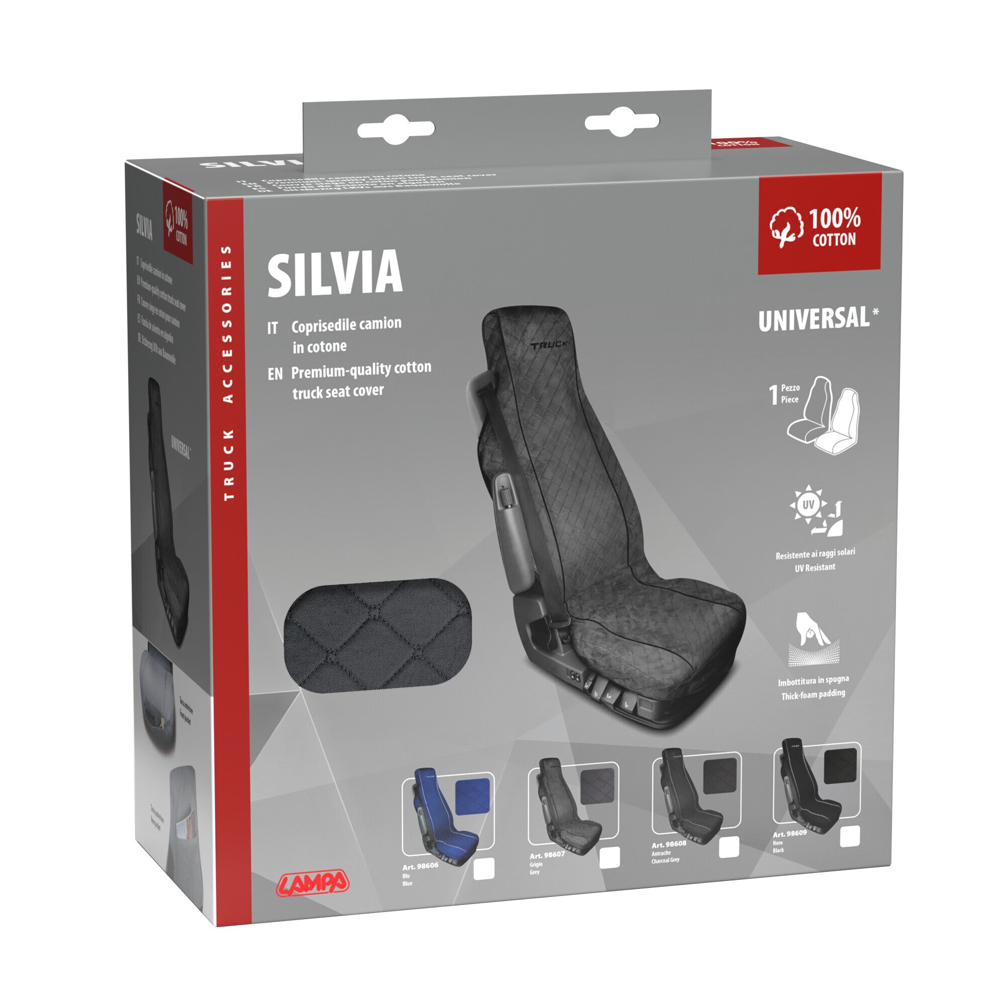 Silvia, coprisedile in cotone per camion - Grigio