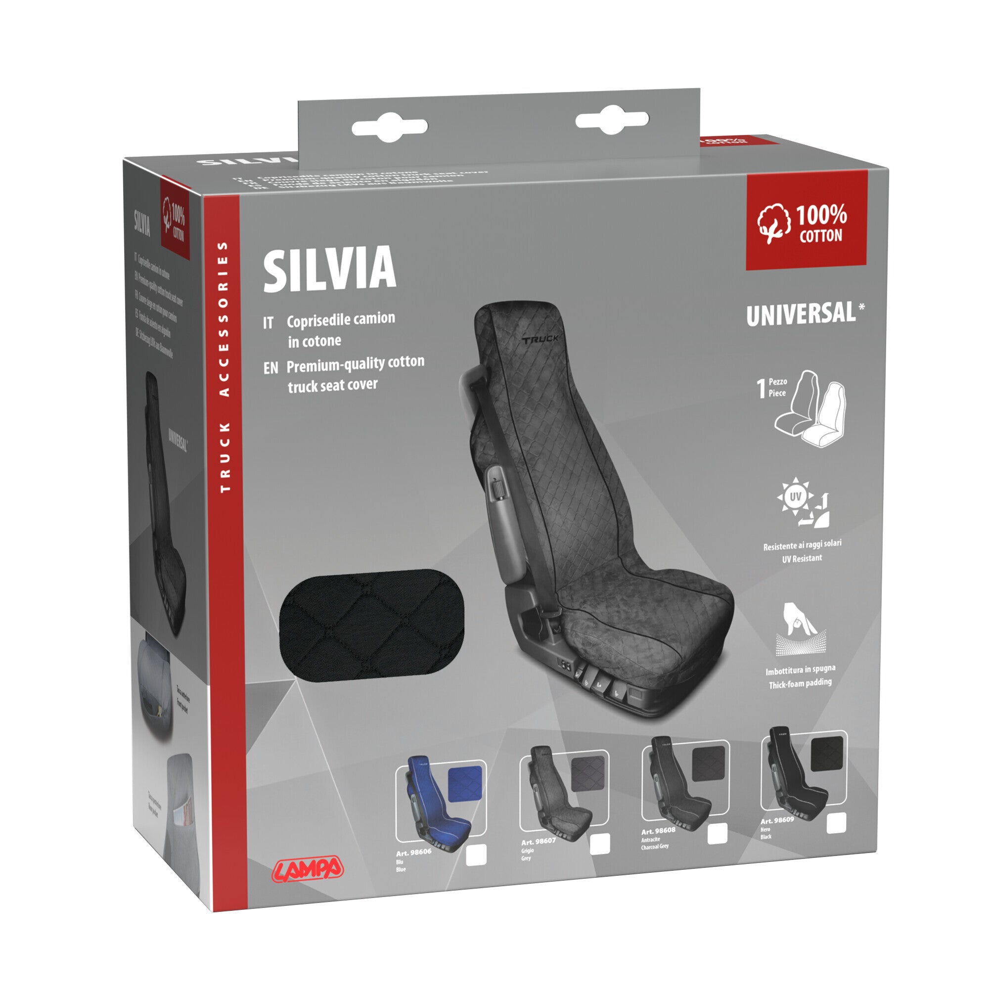 Silvia, coprisedile in cotone per camion - Nero