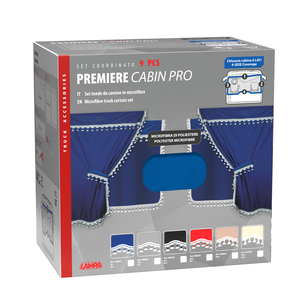 Premiere Pro-Cabin, set tende in microfibra per camion - Blu