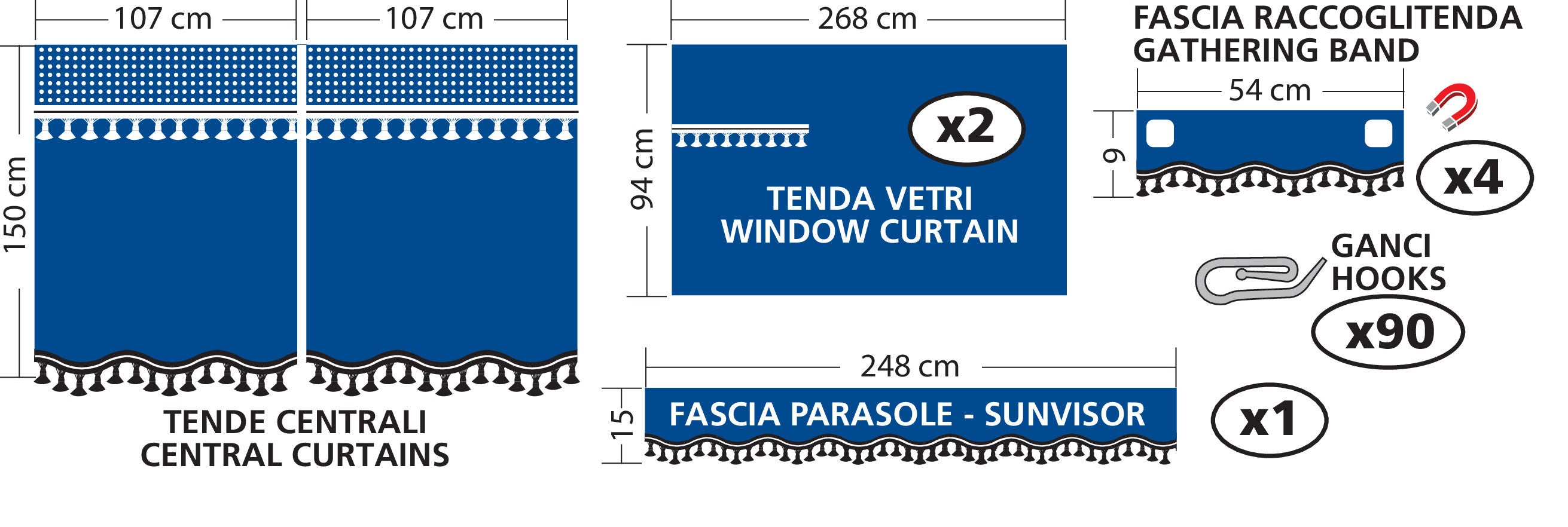 Premiere Pro-Cabin, set tende in microfibra per camion - Nero