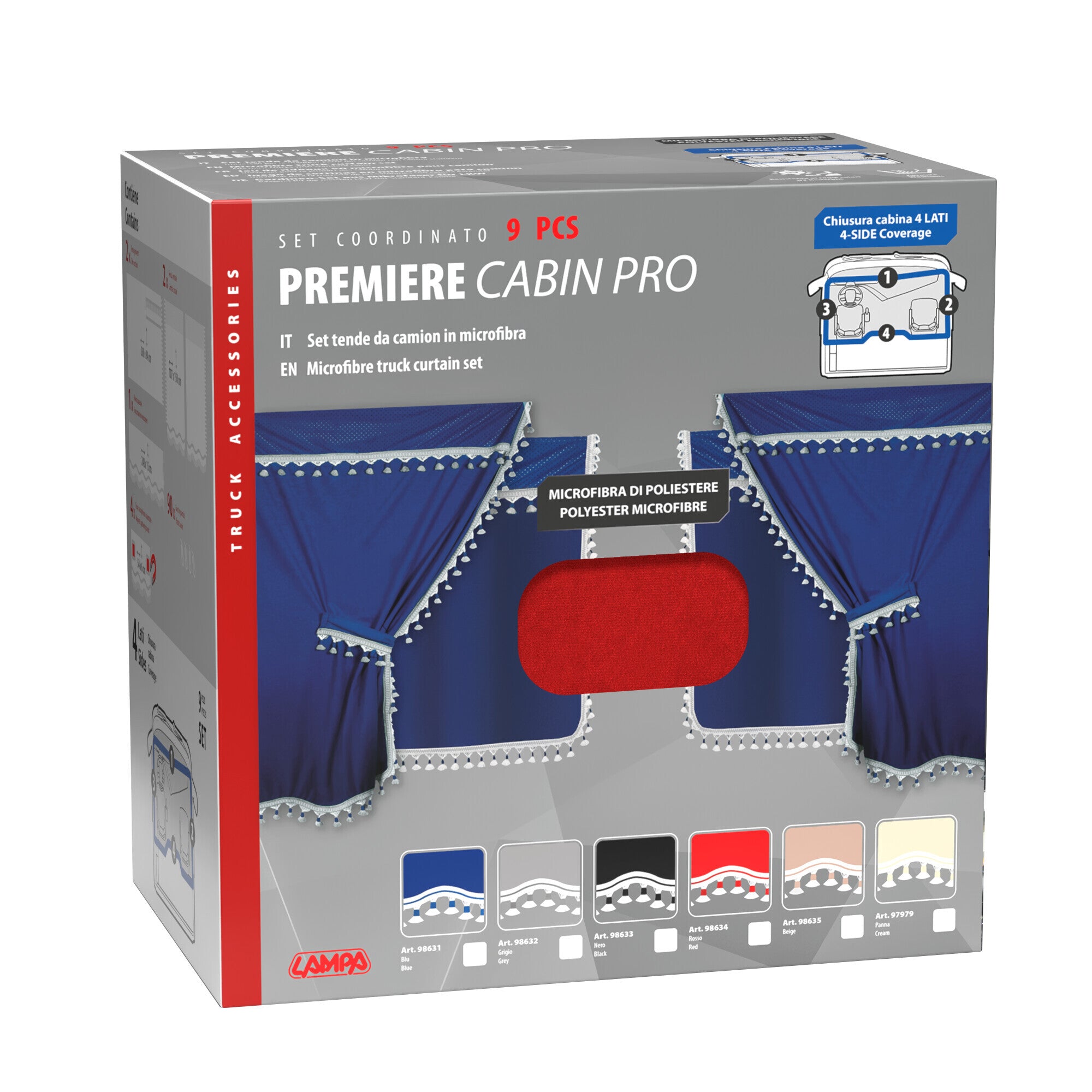 Premiere Pro-Cabin, set tende in microfibra per camion - Rosso