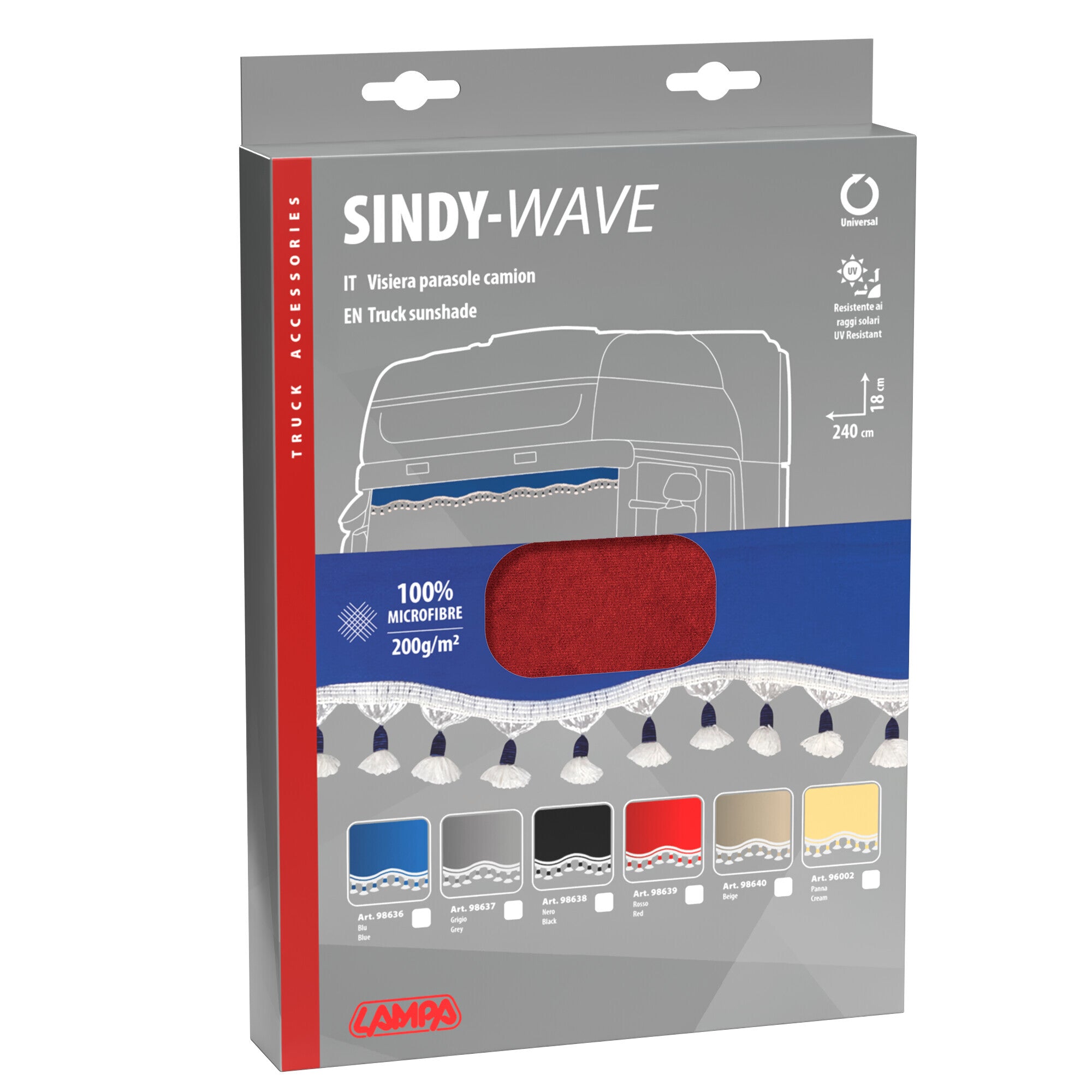 Sindy, fascia parasole in microfibra per camion - Rosso