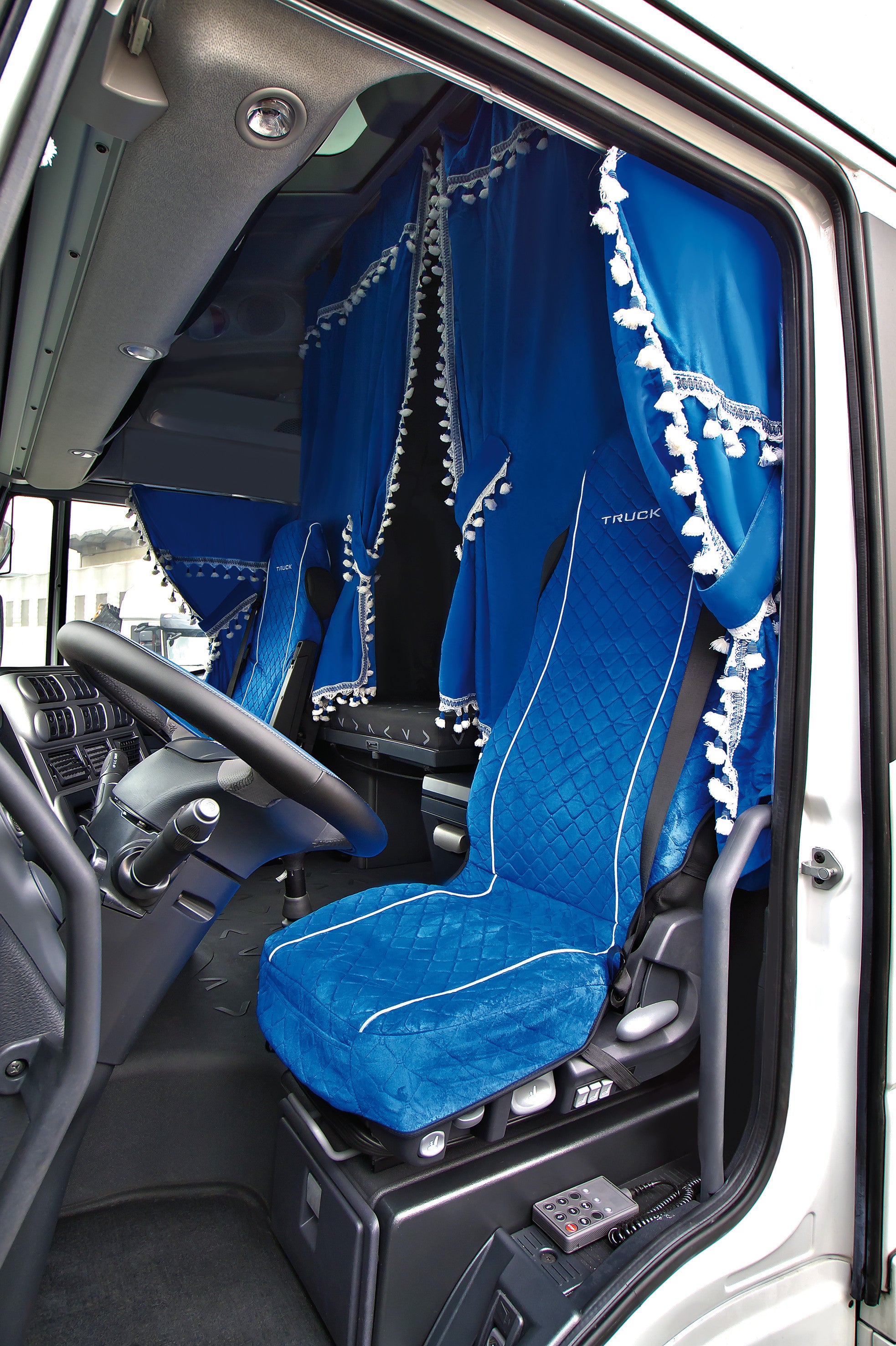Melissa, set tende e coprisedili in microfibra per camion - Blu