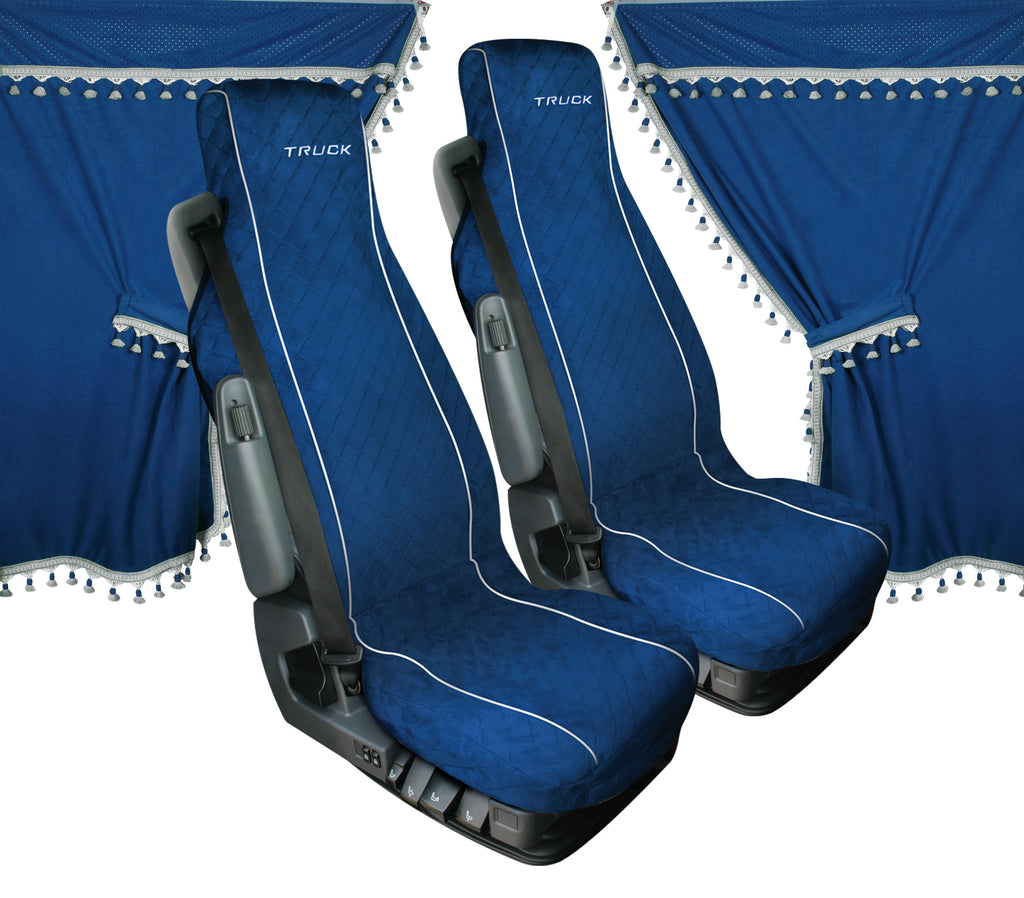 Melissa, set tende e coprisedili in microfibra per camion - Blu