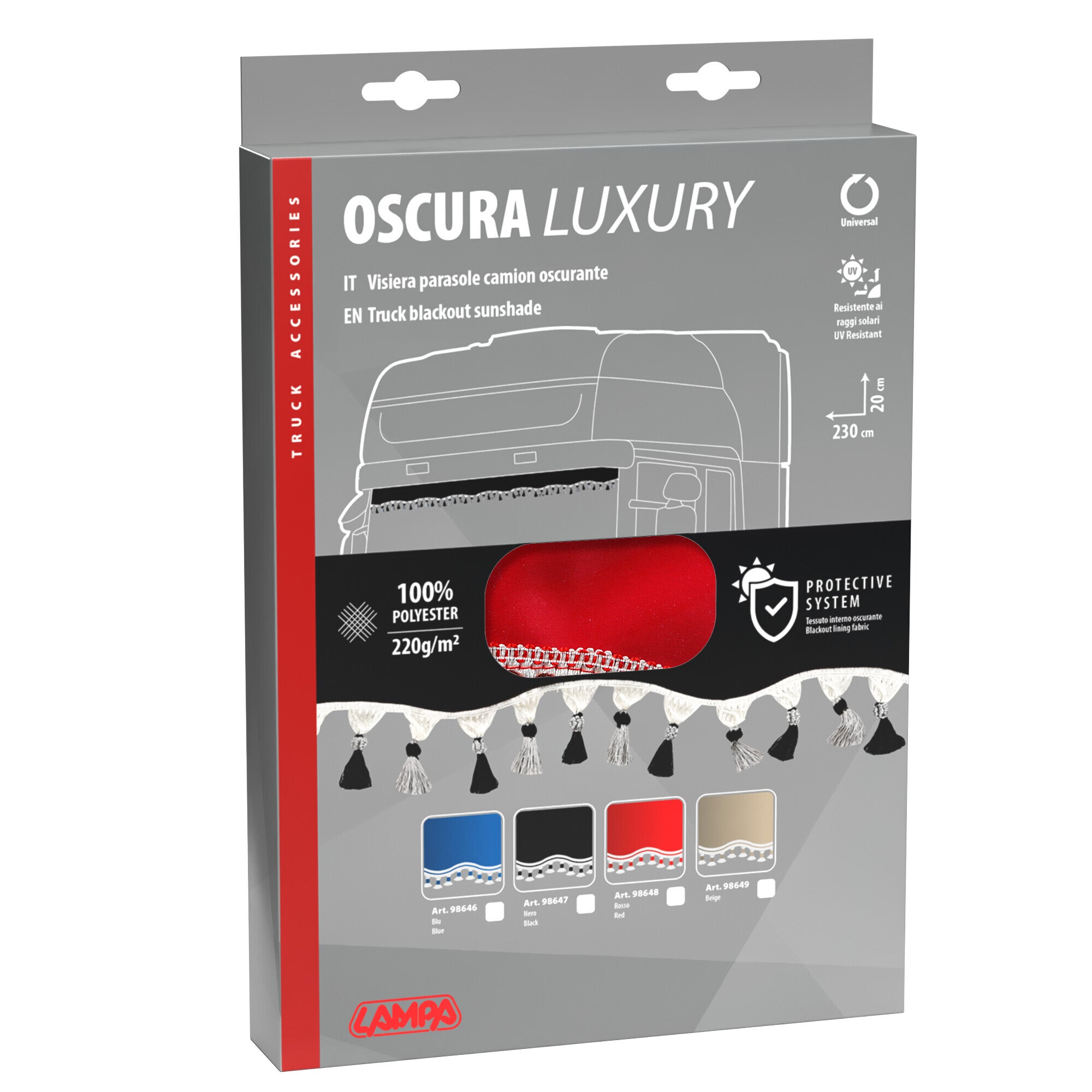 Oscura, fascia parasole per camion - Rosso