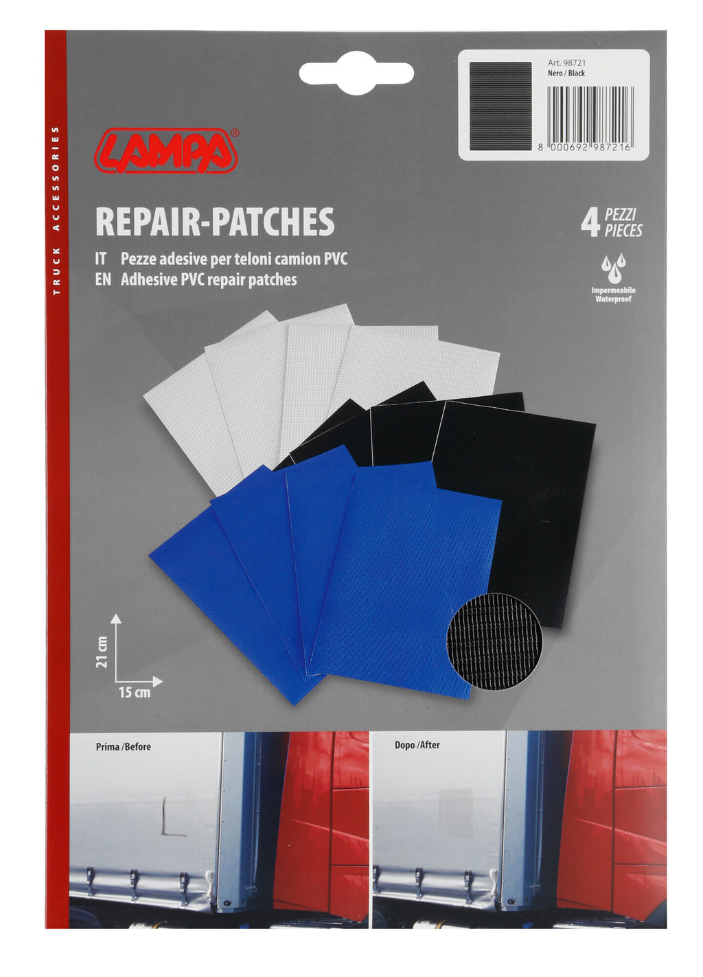 Set 4 pezze adesive per teloni camion - Nero