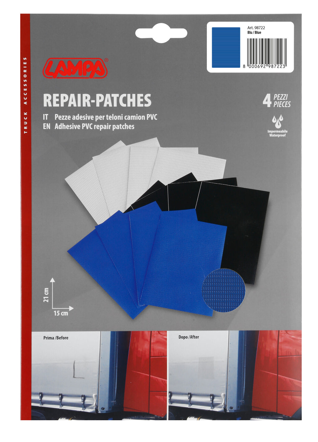 Set 4 pezze adesive per teloni camion - Blu