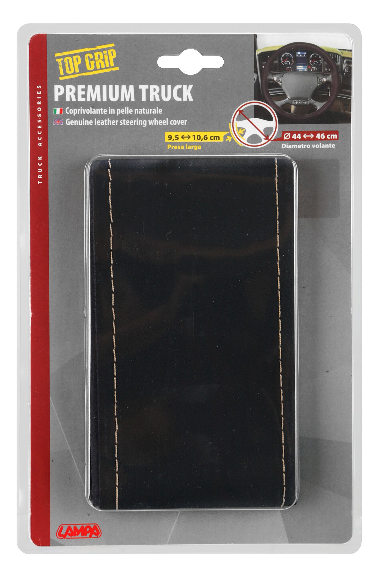 Premium Truck, coprivolante in pelle - M - Ø 44/46 cm - Nero/Beige