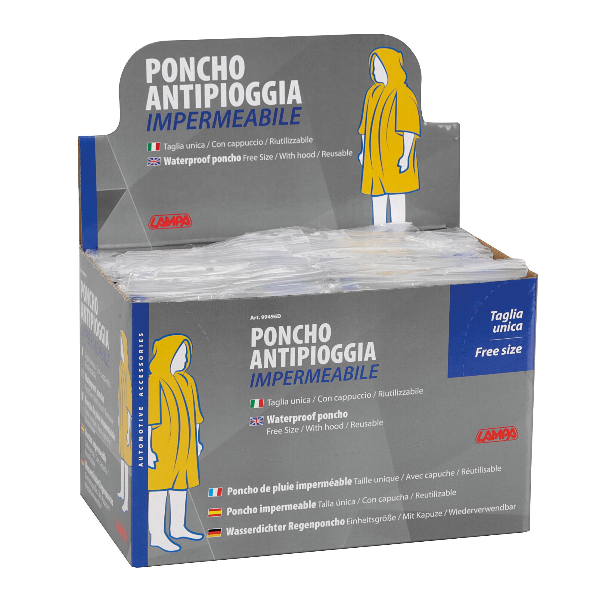 Poncho impermeabile anti pioggia, display 24 pz