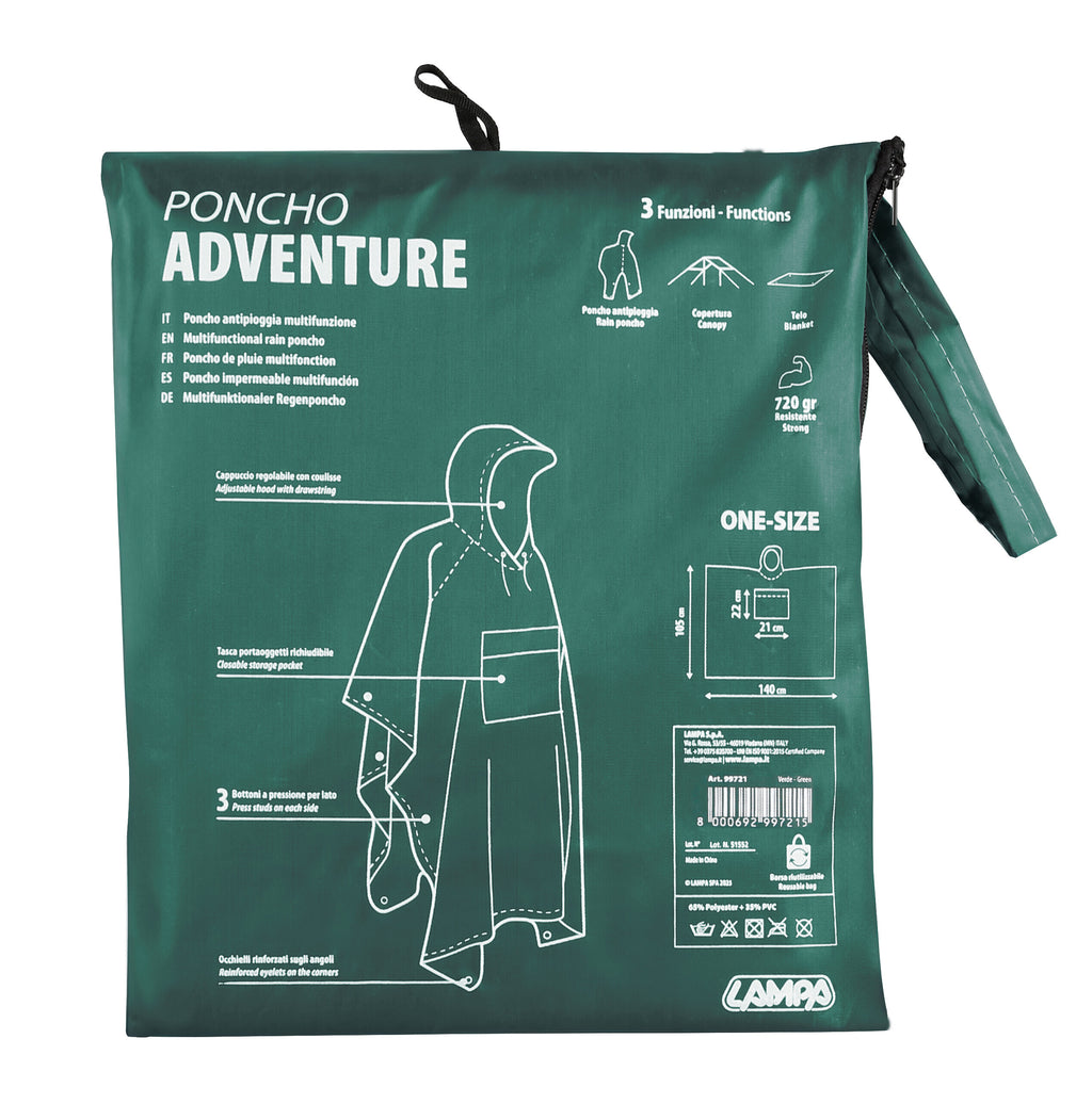 Adventure, poncho antipioggia multifunzione - Verde