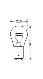 12V Red Dyed Glass, Lampada 2 filamenti - (P21/5W) - 21/5W - BAY15d - 2 pz - Scatola