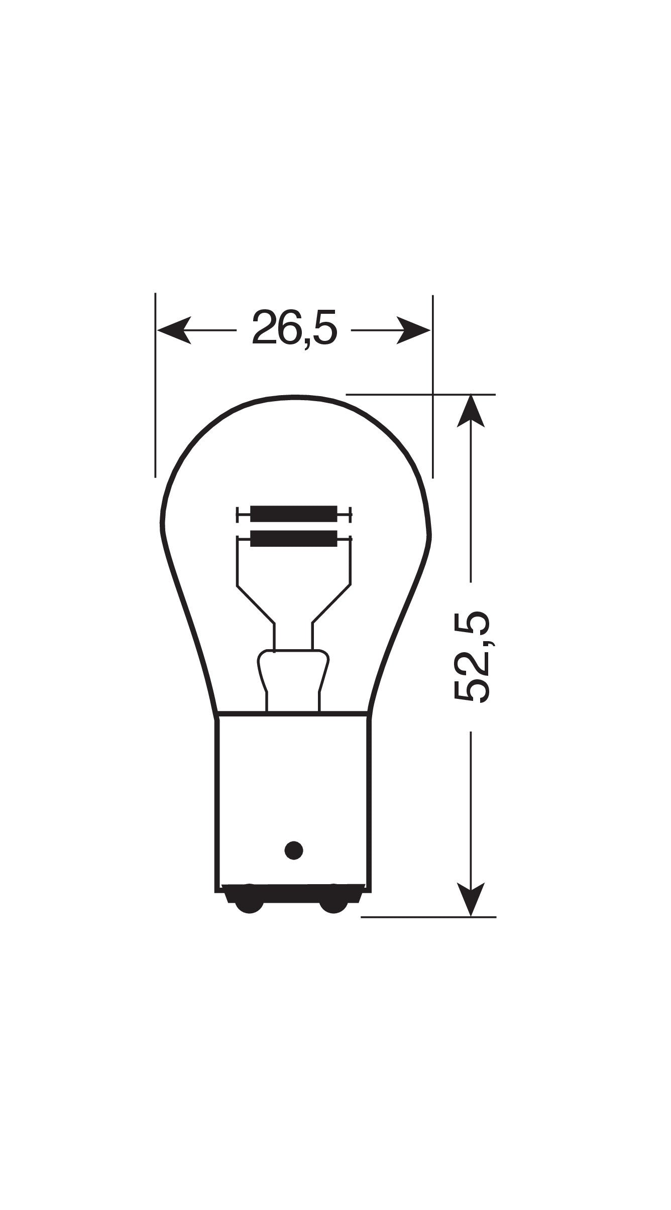 12V Red Dyed Glass, Lampada 2 filamenti - (P21/5W) - 21/5W - BAY15d - 2 pz - Scatola