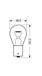 12V Red Dyed Glass, Lampada 1 filamento - (P21W) - 21W - BA15s - 2 pz - Scatola
