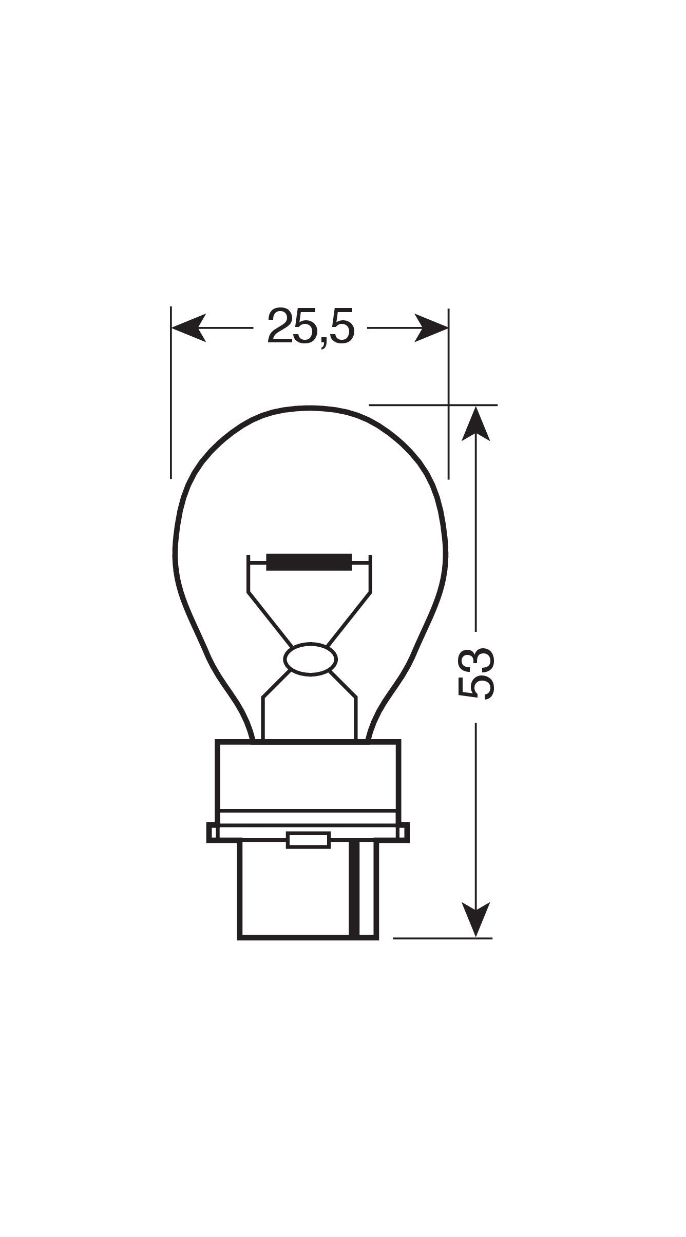 12V Lampada 1 filamento - P27W - 27W - W2,5x16d - 2 pz - Scatola