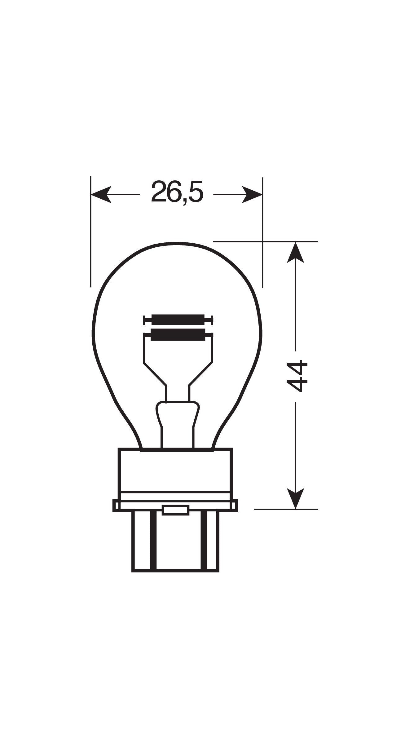 12V Lampada 2 filamenti - P27/7W - 27/7W - W2,5x16q - 2 pz - Scatola