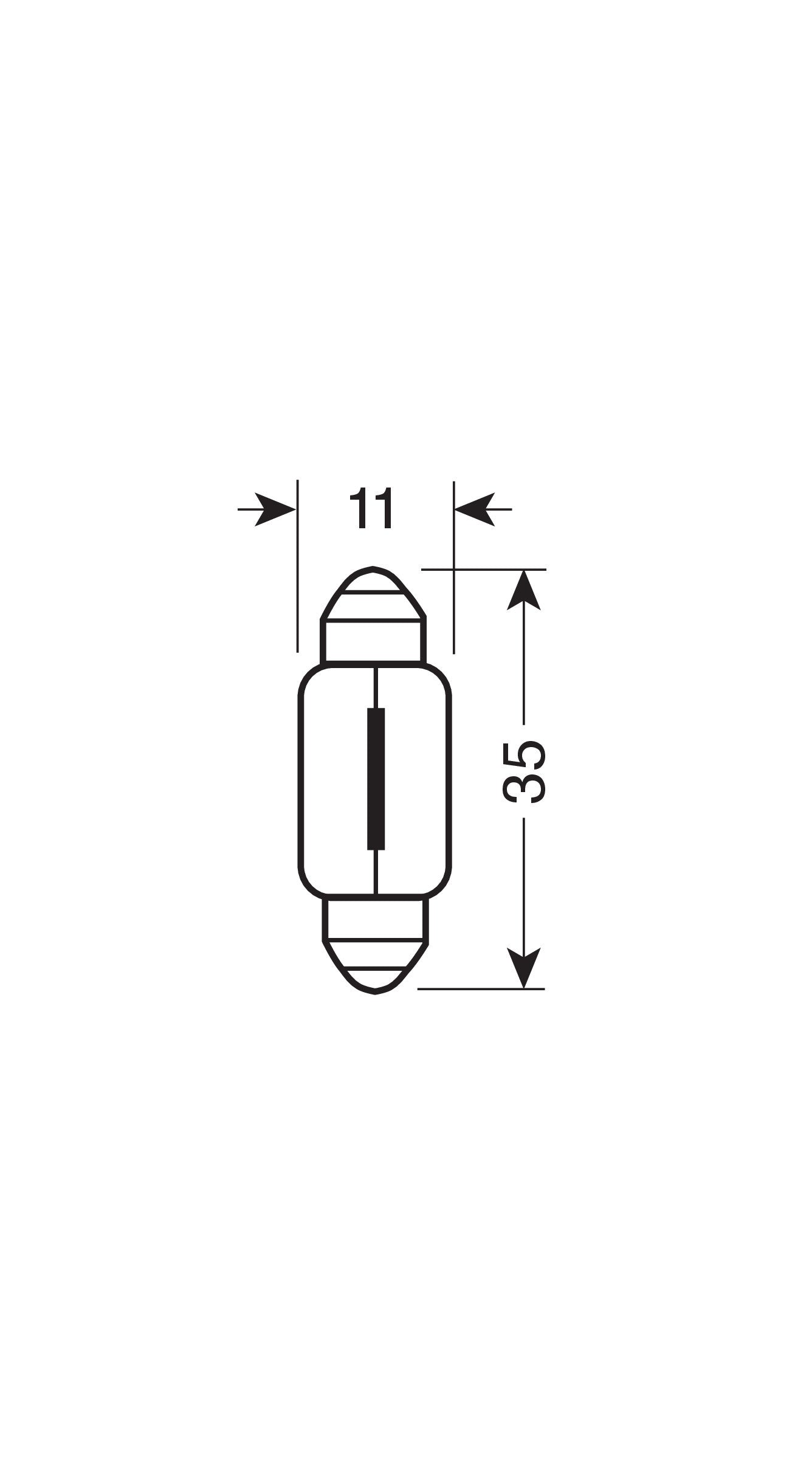 12V Lampada siluro - C10W - 11x35 mm - 10W - SV8,5-8 - 2 pz - Scatola