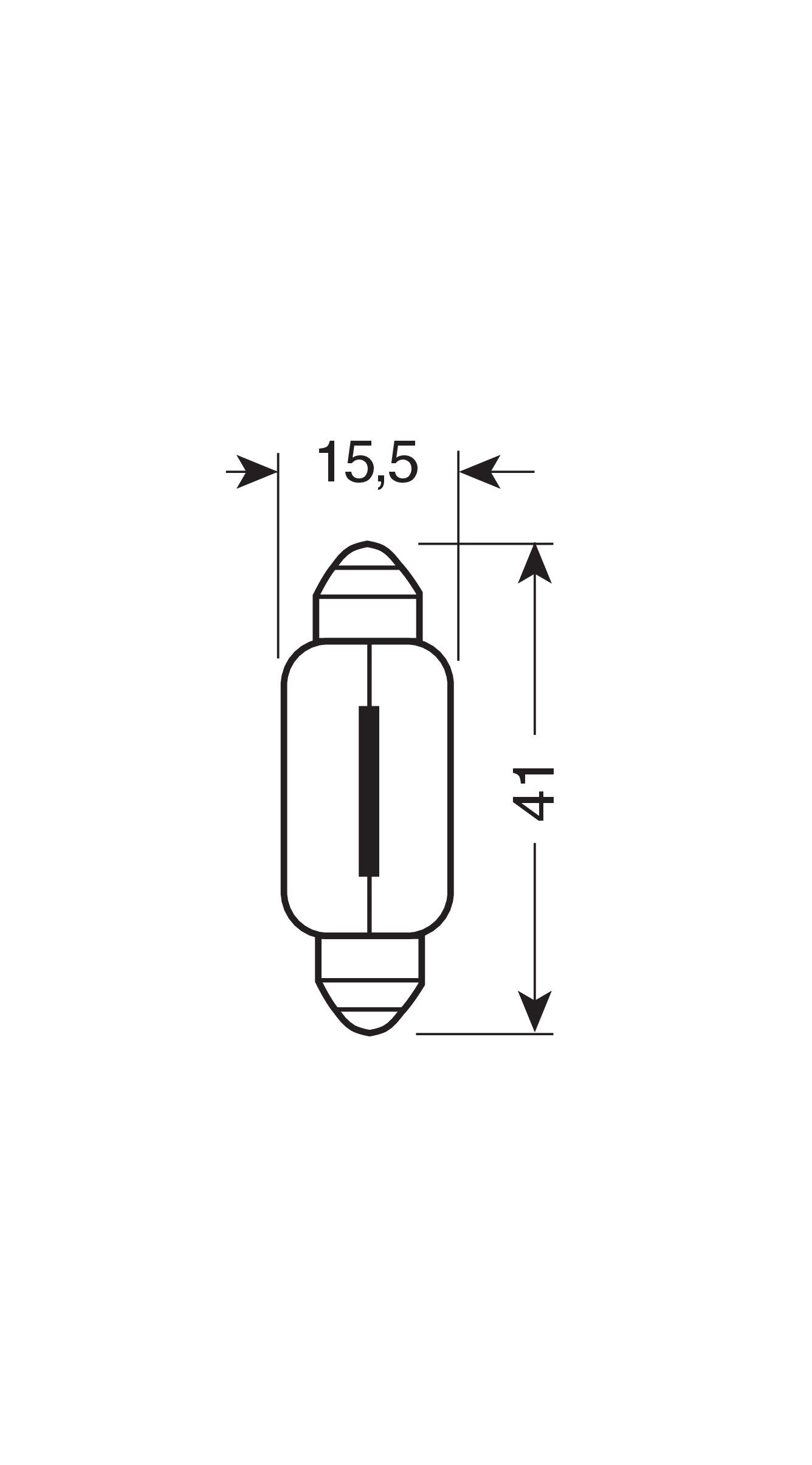 12V Lampada siluro - 15x41 mm - 18W - SV8,5-8 - 2 pz - Scatola