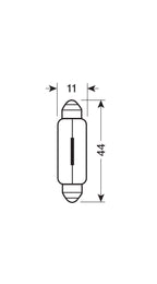 12V Lampada siluro - 11x44 mm - 10W - SV8,5-8 - 2 pz - Scatola