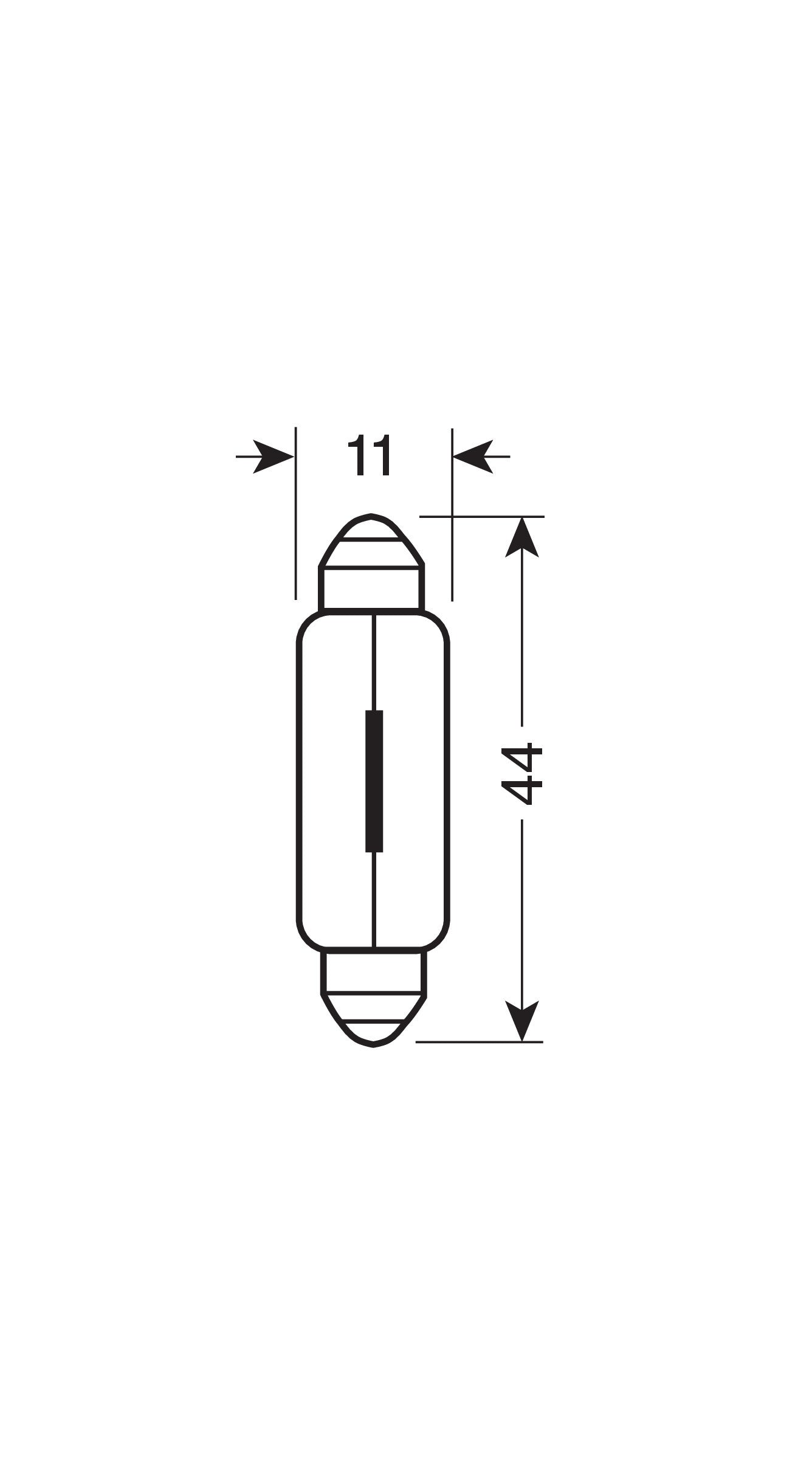 12V Lampada siluro - 11x44 mm - 10W - SV8,5-8 - 2 pz - Scatola