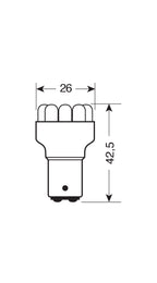 12V Lampada Multi-Led 11 Led - (P21/5W) - BAY15d - 1 pz - Scatola - Rosso