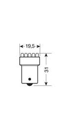 12V Lampada Multi-Led 11 Led - (R10W) - BA15s - 1 pz - Scatola - Rosso